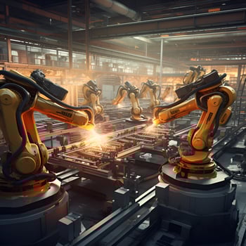 factory worker robot, ai generative photo