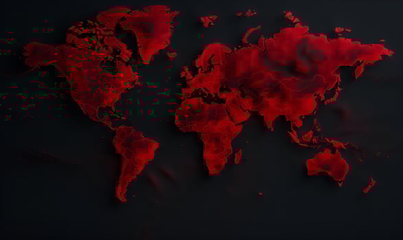 world map in red, ai generative photo