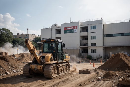 Dynamic Construction Site. AI Generated. photo