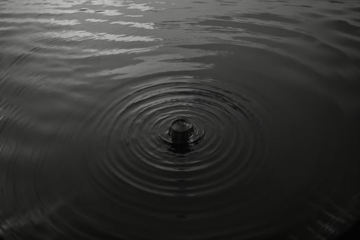 Tranquil Water Ripples A Monochromatic Symphony. AI Generated. photo