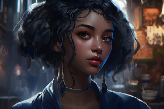 Black girl futuristic model. Generate Ai photo