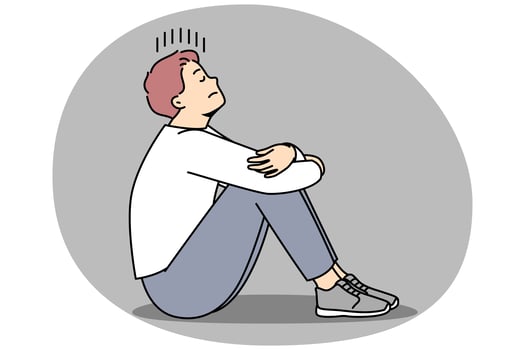 infeliz homem Sofra a partir de depressão e solidão foto
