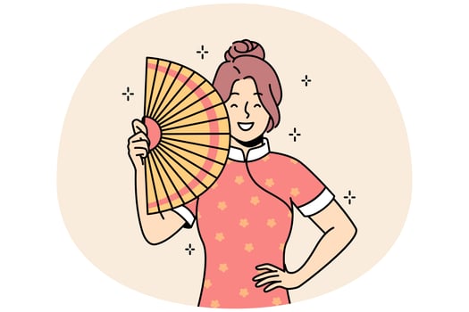 Smiling Asian woman in traditional clothes photo