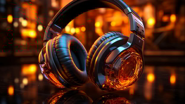 Headphones for listening to music and enjoying the bass and beats. Bright arc headphones photo