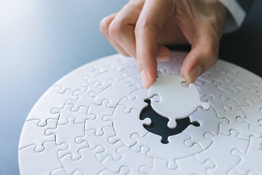 jigsaw pieces business solutions Achievements and strategies business partnership concept Organize team building connection plan Choosing the right business. photo