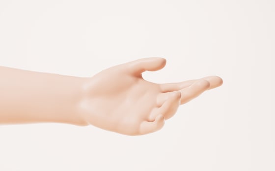 Hand gesture isolated on white background, 3d rendering. photo