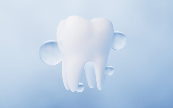 Tooth with blue background, 3d rendering. photo