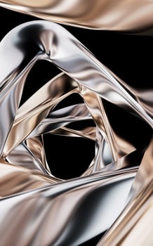 Metallic golden curve geometry background, 3d rendering. photo