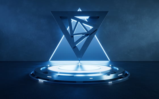 Dark room with geometry shape, 3d rendering. photo