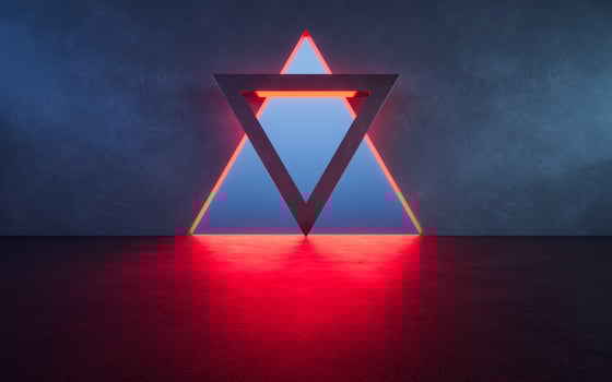 Dark room with geometry shape, 3d rendering. photo