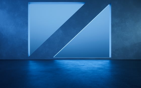 Dark room with geometry shape, 3d rendering. photo