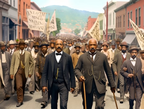 Historic colored photo of a man leading a protest AI Generative