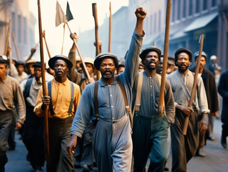 Historic colored photo of a man leading a protest AI Generative