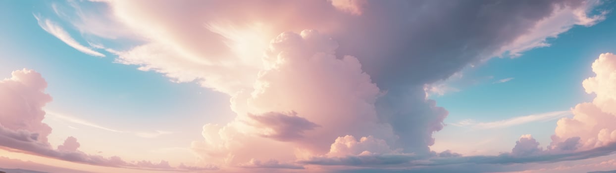 Heavenly Panoramic Sky with Pastel Clouds, AI Generated photo
