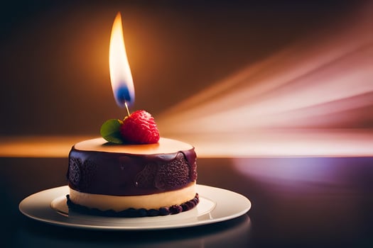 a small cake with a candle on top. AI-Generated photo