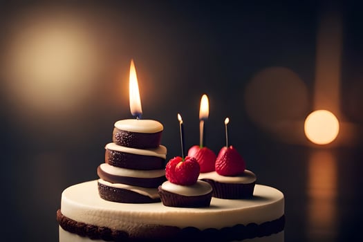 a birthday cake with candles on it. AI-Generated photo