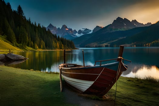 the boat on the lake. AI-Generated photo