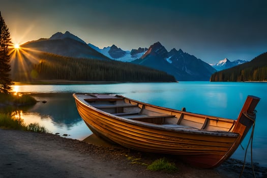 the boat on the lake. AI-Generated photo