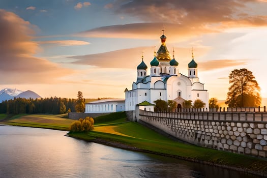 the russian church in the sun. AI-Generated photo