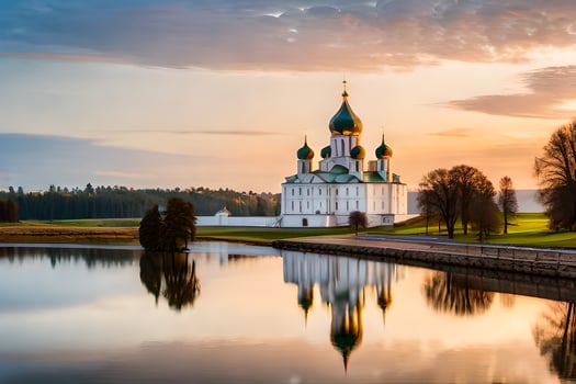 the church of the holy cross at sunset. AI-Generated photo