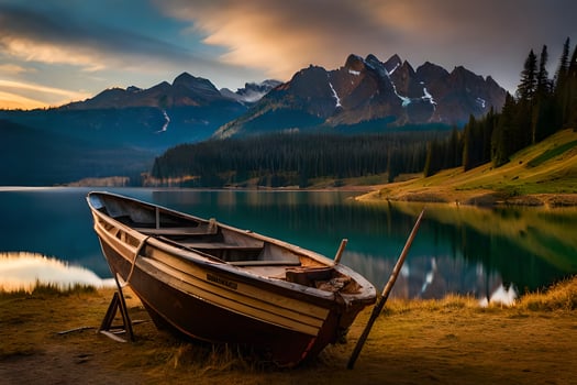 the boat on the lake. AI-Generated photo