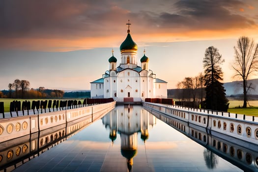 the church of the holy cross at sunset. AI-Generated photo