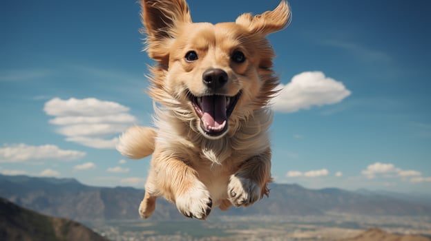 A dog alone on the street, AI Generated photo