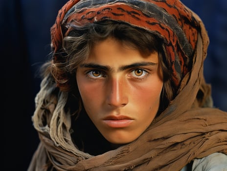 Old colored photograph of arabian woman from early 1900s AI Generative photo