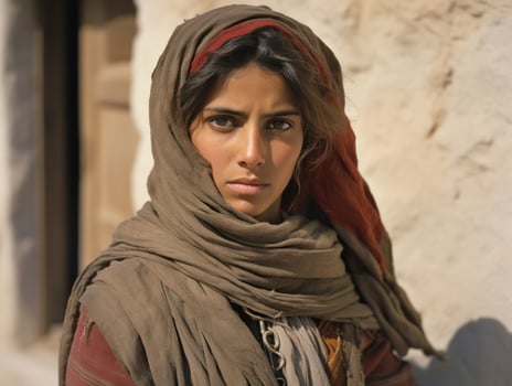 Old colored photograph of arabian woman from early 1900s AI Generative photo