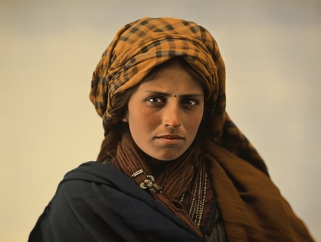 Old colored photograph of arabian woman from early 1900s AI Generative photo