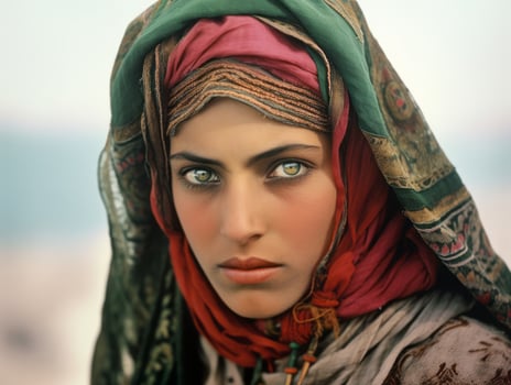 Old colored photograph of arabian woman from early 1900s AI Generative photo
