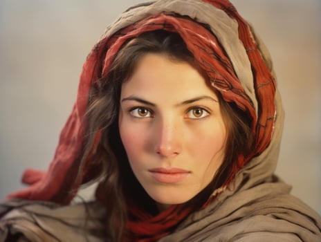 Old colored photograph of arabian woman from early 1900s AI Generative photo