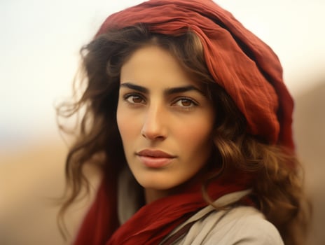 Old colored photograph of arabian woman from early 1900s AI Generative photo