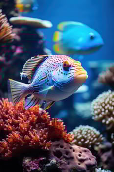 Friendly fish swimming in vibrant aquarium photo