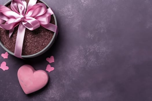 Beautiful valentine day background with gift box, ribbon, red hearts, presents, roses and copy space concept by AI Generated photo