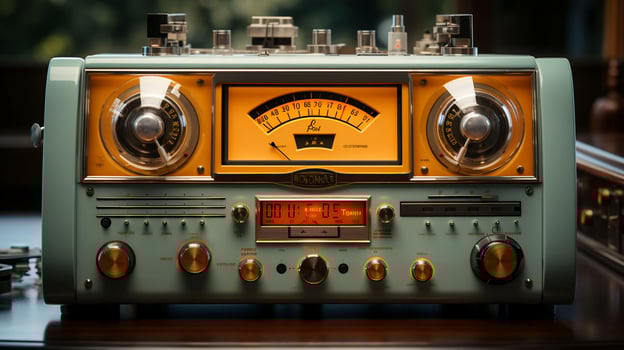 Retro old vintage radio for listening to music photo