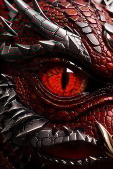 Zoom Out Red Dragon Eye Ai Generative photo