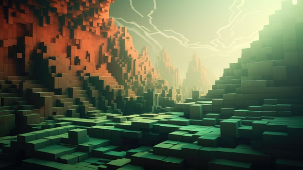 background voxel surface landscape ai generated photo