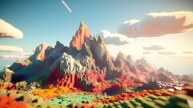background voxel mountain landscape ai generated photo