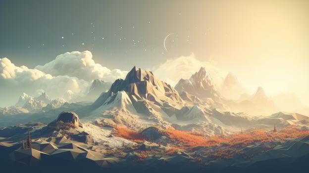 perspective voxel mountain landscape ai generated photo