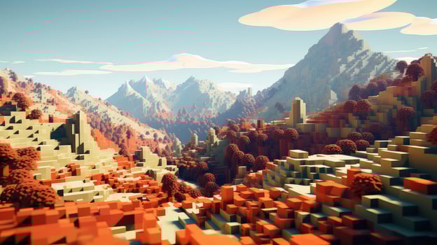 background voxel surface landscape ai generated photo