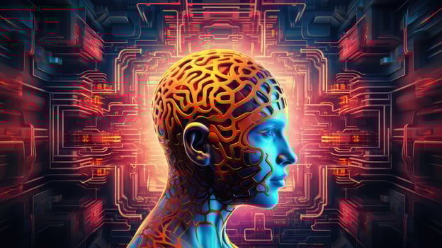 technology brain digital mind ai generated photo
