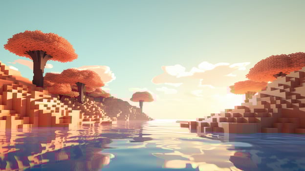 cube voxel surface landscape ai generated photo