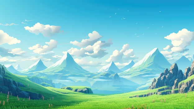 perspective voxel mountain landscape ai generated photo