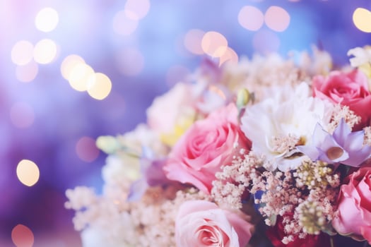 AI Generated Flower Background with Bokeh Lights and Copy Space photo