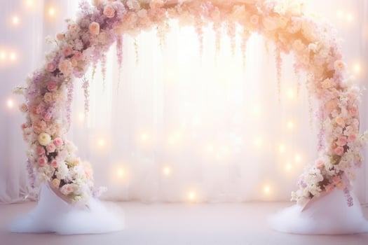 AI Generated Wedding Arch with Flowers photo