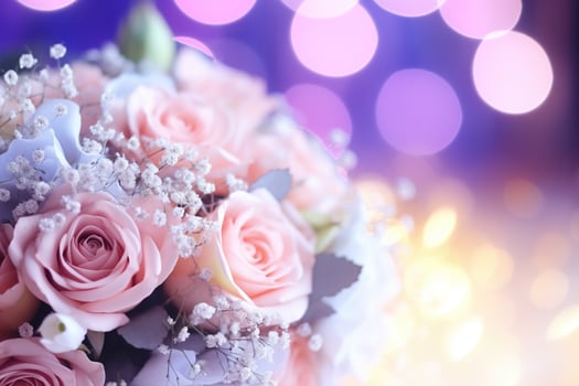 AI Generated Flower Background with Bokeh Lights and Copy Space photo