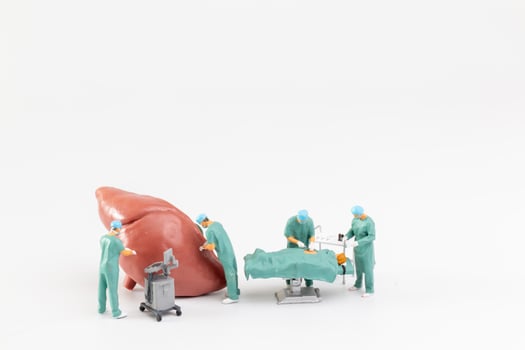Miniature people, Doctor and nurse medical team are performing surgical operation at emergency room photo