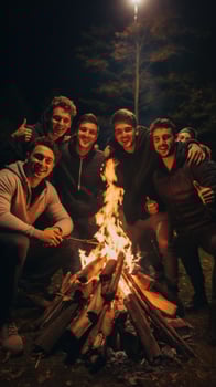 Bonfire with friends on a chilly night. photo