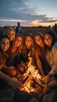 Bonfire with friends on a chilly night. photo